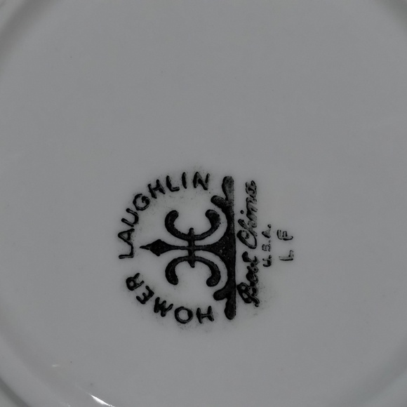 Homer Laughlin Bread plates triangle orange print lead free best china set of 5 - Picture 5 of 5